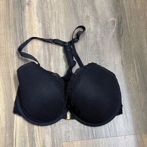 Natori Black Lace-Trim Racerback Push-Up Bra